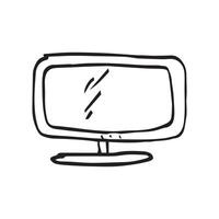 Computer Screen Hand Drawn computer doodle drawing. vector