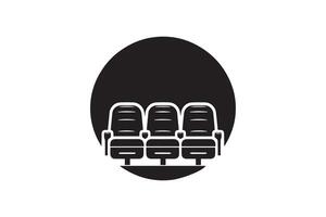 A black and white image of three seats in a movie theater vector