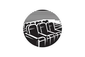 A black and white image of a row of seats vector