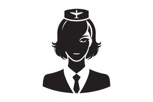 A woman in a uniform with a hat on her head vector
