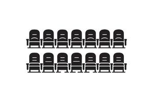 A row of black chairs in a row on a white background vector