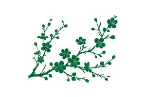 A branch with green leaves on a white background vector