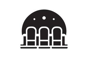 A black and white illustration of a building with a dome vector