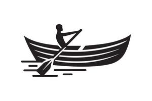 A man in a boat with a paddle on the side vector