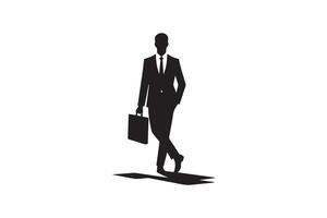 Silhouette of a man in a suit holding a briefcase vector