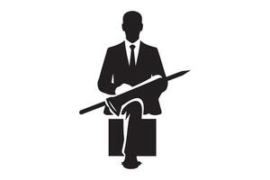 A silhouette of a man in a suit sitting on a chair vector