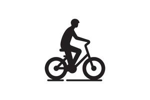 A silhouette of a man riding a bicycle vector