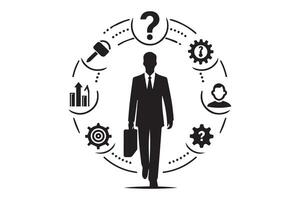 Businessman with briefcase and question mark icon vector