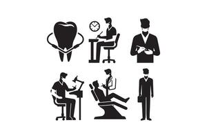 Dentist and patient icons set vector