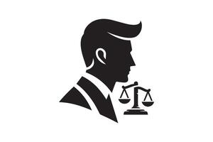 A man in a suit holding a scale of justice vector