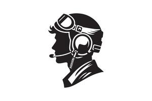A silhouette of a man in a helmet with headphones vector