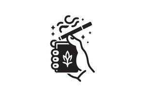 A hand holding a cigarette and a bottle of beer vector