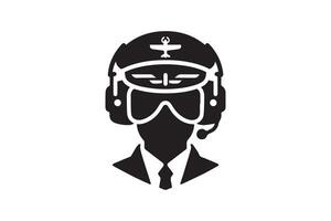 A black and white silhouette of a man in a helmet vector