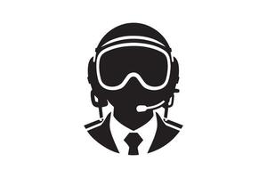 A black and white silhouette of a man in a helmet vector
