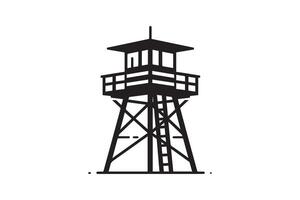 A black and white illustration of a guard tower vector