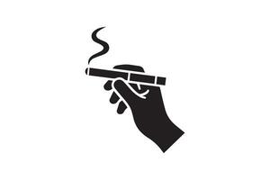 A hand holding a cigarette in front of a white background vector