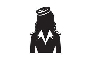 A woman in a suit and hat is shown in silhouette vector