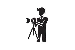 A man with a camera and tripod icon vector
