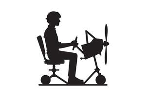 A silhouette of a man sitting on a chair with a propeller vector