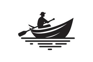 A man in a boat with a paddle on the water vector