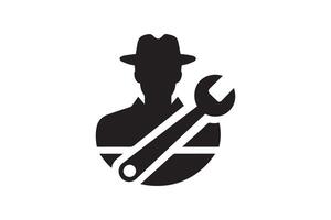 A man in a hat and a wrench icon vector