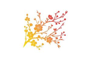 A red and yellow flower is shown on a white background vector