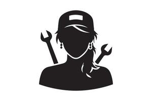 A woman with a wrench in her hand vector