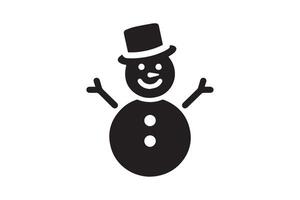 A black and white snowman icon with a hat and top hat vector