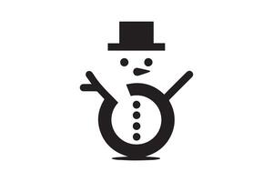 A black and white snowman with a top hat vector