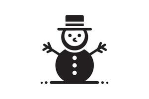 A black and white snowman icon on a white background vector