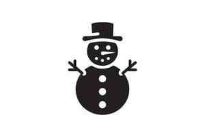 A black and white snowman icon on a white background vector