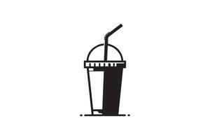 A black and white illustration of a drink in a cup vector