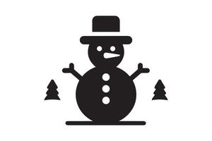 A black and white snowman icon on a white background vector