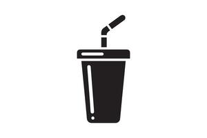A black and white image of a drink cup with a straw vector