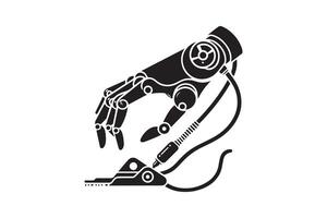 A robot hand holding a knife and a screwdriver vector