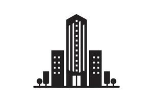 A black and white illustration of a tall building vector