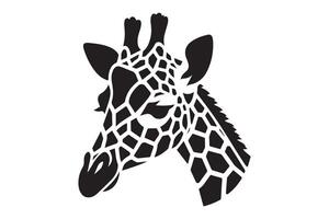 A giraffe head is shown in black and white vector