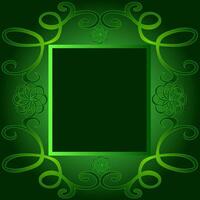 Quadrangular frame decorated with an abstract pattern on a green background vector