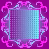 Beautiful patterned frame on a blue and pink background vector