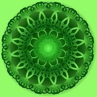 Green background with abstract circular mandala pattern vector