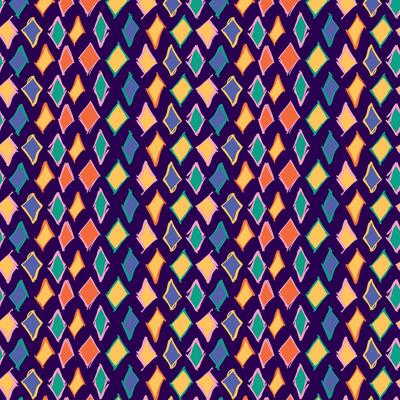Abstract pattern with colored diamond shapes. Cartoon geometrical design. Doodle art for print.
