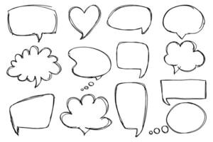 Hand drawn chat bubble. Frames for selecting text. Speech frames in cartoon style vector