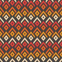 Fabric pattern geometric. Design of graphic pattern design by retro geometric fabric colorful ornament african print aztec cross-stitch cross carpet embroidered repeat on background. vector