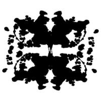 Rorschach black abstract splash. Ink symmetrical hand brushed design. Geometrical silhouette for psychological test. vector