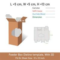 Feeder Box Dieline template, With 3D vector