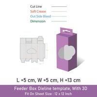 Feeder Box Dieline template and 3D vector