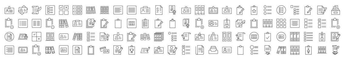 Paper Job Line Icon Collection. Modern Collection for Design, Web Sites, Apps, Cards. Contains Linear Images of Documents, Office, Work vector