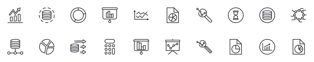 Set of outline symbols of business and analytics. Line icon perfect for web sites, newspapers, articles, book vector