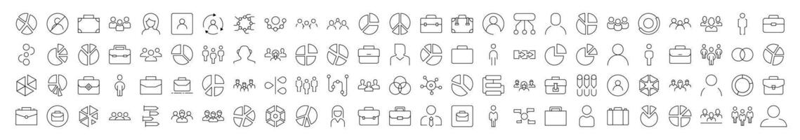 Staff, Company, Job Bundle of Thin Icons. Editable Stroke. Suitable for Web Sites, Books, Cards, Apps vector