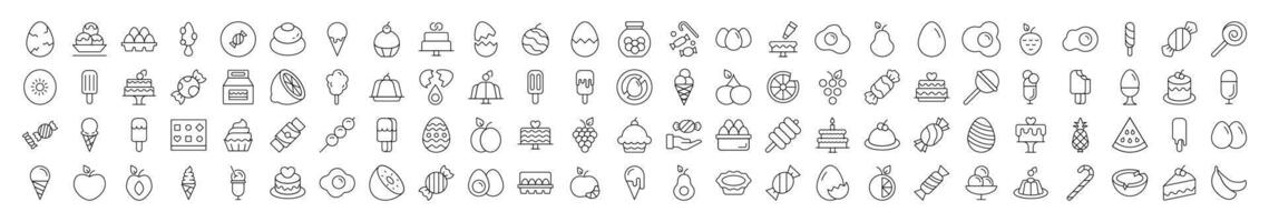 Food Line Icon Set. Modern Collection for Design, Web Sites, Apps, Cards. Contains Linear Images of Eggs vector